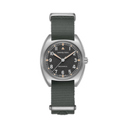Hamilton Khaki Aviation Pilot Pioneer Mechanical Watch – Swiss Made, 36x33mm Stainless Steel Case, Black Dial, Grey NATO Strap
