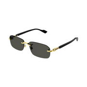 Gucci GG1221S Rimless Rectangular Sunglasses – Gold/Black/Grey