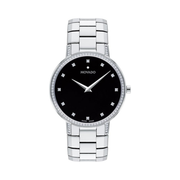 Movado Faceto Men’s Luxury Quartz Watch – Swiss Movement, Stainless Steel, Diamond Accents, 39mm