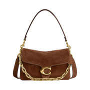 Coach Chain Tabby Shoulder Bag – Suede & Cow Leather Flap Bag in Warm Brown