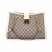 Gucci Pre-Loved Padlock Chain Tote Medium – Neutral GG Coated Canvas & Leather
