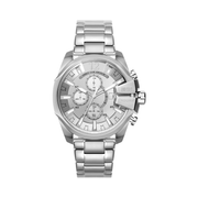 Diesel Baby Chief Men’s Chronograph Watch – Stainless Steel or Leather Band, 43mm Silver Dial, Quartz Movement