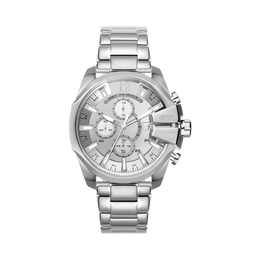 Diesel Baby Chief Men’s Chronograph Watch – Stainless Steel or Leather Band, 43mm Silver Dial, Quartz Movement