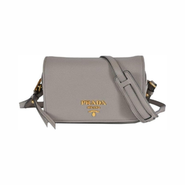 Prada Vitello Phenix Leather Flap Crossbody Bag in Argilla Grey – Model 1BD163