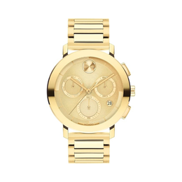 Movado Bold Evolution 2.0 Men's Watch – 42mm Swiss Quartz, Stainless Steel Bracelet, Gold Plated, 3 ATM Water Resistance