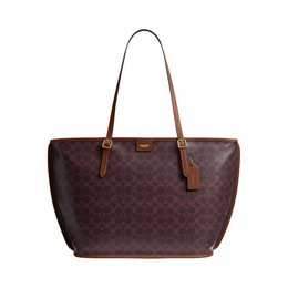 Coach Taxi Tote in Signature Canvas – Black Currant Sable | Elegant Everyday Work Tote with Laptop Compartment