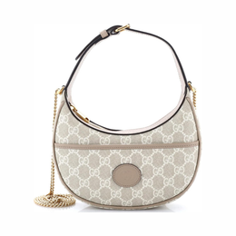 Gucci Pre-Loved Interlocking G Patch Half Moon Mini Hobo Bag – Brown GG Coated Canvas