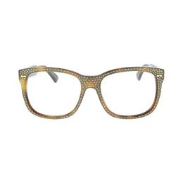 Gucci GG0047S Havana Square Sunglasses with Transparent Lenses – 56mm