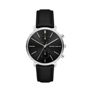 Michael Kors Blake Men’s Watch – Stainless Steel Case with Black Leather Strap (42mm)