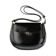 Tory Burch Robinson Spazzolato Small Black Leather Flap Handbag – Elegant Magnetic Closure Crossbody Bag for Women