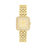 Coach Cass Women's 2H Quartz Watch – 24.2mm Square Case, Crystal-Set Bezel and Dial, Gold-Tone Link Bracelet, Elegant Modern Timepiece