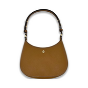 Tory Burch Emerson Moose Brown Saffiano Leather Shoulder Bag – Gold Hardware, Snap Closure, Designer Women’s Handbag