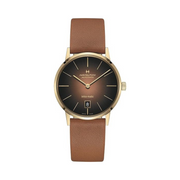 Hamilton American Classic Intra-Matic Automatic Watch – Swiss Made, 38mm Yellow PVD Stainless Steel Case, Brown Dial, Brown Leather Strap