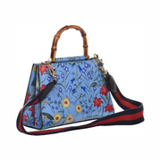 Gucci Flora Azure Shanghai Large Floral Handbag – Bamboo & Leather, Made in Italy