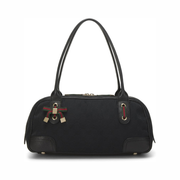 Gucci Pre-Loved Princy Handbag – Black GG Canvas with Leather Trim