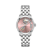 Hamilton Jazzmaster Open Heart Lady Automatic Watch – Swiss Made, 36mm Stainless Steel Case, Pink Dial, Silver Bracelet