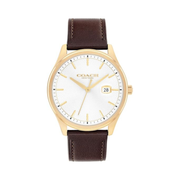 Coach Oliver Men's 41mm Quartz Watch – Brown Leather Strap with Date Display