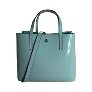 Tory Burch Blake Patent Small Tote Bag – Angel Blue, Detachable Crossbody Strap, Magnetic Closure