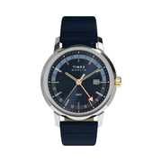 Timex Marlin Quartz GMT Men’s Watch – Blue Dial & Leather Strap