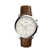 Fossil Neutra Men’s Chronograph Watch – Stainless Steel Case, Brown Leather Strap, Cream Dial, 44mm