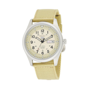 Seiko 5 SNZG07J1 Men’s Automatic Watch – Beige Dial, 42 mm Stainless Steel, 7S36 Movement, 100m Water Resistance