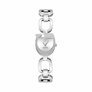 GUESS Silver-Tone Crystal Analog Watch – Stainless Steel Bracelet, Mineral Glass Lens, Water Resistant