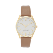 Nine West Women’s Strap Watch – Tan Strap with Gold Dial