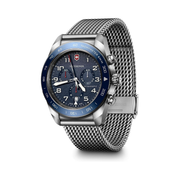 Victorinox Swiss Army Chronograph Men’s Watch – 42mm Blue Dial & Mesh Stainless Steel Strap