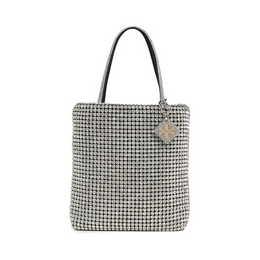 Tory Burch Night Owl Crystal Embellished Mini Tote – Silver, Chain Strap, Compact Glam Bag