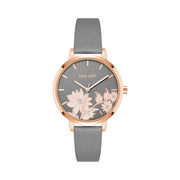 Nine West Women’s Floral Dial Strap Watch NW/2284 – Grey & Rose Gold