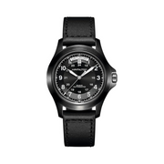 Hamilton Khaki Field King Automatic Watch – Swiss Made, 40mm Black PVD Stainless Steel, Black Dial, Black Leather Strap