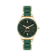 Nine West Women’s Rubberized Bracelet Watch NW/3094 – Green & Gold, Quartz Movement