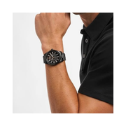 Michael Kors Lexington Automatic Men’s Watch – Black Stainless Steel with Rose Gold Skeleton Dial (MK9244, 45mm)