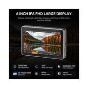 VILTROX DC-X3 6″ Camera Field Monitor Kit – 2000 Nits Touchscreen, SDI & 4K HDMI, 3D LUTs