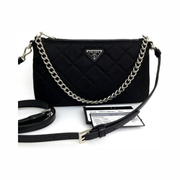Prada Quilted Tessuto Nylon Chain Convertible Shoulder Bag – Black Designer Crossbody 1BH026
