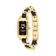 Coach Cadie Women's 40mm Quartz Watch – Leather-Laced Chainlink Bracelet, Gold-Tone Case