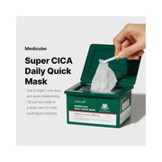 Medicube Super Cica Daily Quick Facial Masks (30 Sheets) – 60-Second Soothing & Hydrating Sheet Masks with 88% Centella Asiatica – Instant Cooling, Moisture & Vegan Korean Skincare