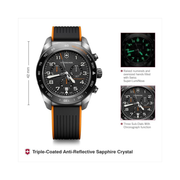 Victorinox Swiss Army Chronograph 42mm Men’s Watch – Black Dial with Black & Orange Rubber Strap