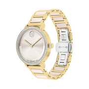 Movado Bold Women’s Gold-Plated Crystal-Set Watch – Swiss Quartz, 34mm, Luxury Timepiece