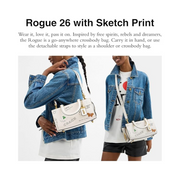 Coach Rogue Bag 26 with Sketch Print – Chalk Multi Glovetanned Leather Designer Handbag