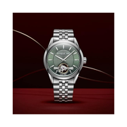 Raymond Weil Freelancer Men’s Automatic Watch 2780-ST-52001 – RW1212 Open Balance Wheel, Green Dial, Stainless Steel, 42.5mm