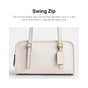 Coach Swing Zip Glovetanned Leather Shoulder Bag – Chalk, Black, Hunter Green & More