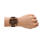 Diesel Spiked Men’s Chronograph Watch – 49mm Brown Stainless Steel Case with Brown Leather Strap (Model DZ4698)