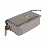 Prada Vitello Phenix Leather Flap Crossbody Bag in Argilla Grey – Model 1BD163