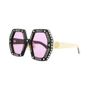 Gucci Black/Ivory Square-Rectangle Sunglasses with Pink Lenses – Luxury Italian Acetate Frame