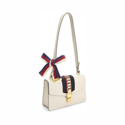 Gucci Sylvie Shoulder Bag – Pre-Loved White Leather, Gold Chain Detail