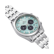 Orient Contemporary Solar Chronograph Men’s Watch – 40mm Blue Dial, Stainless Steel Bracelet, 50M Water Resistant