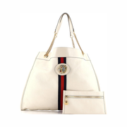 Gucci Pre-Loved Rajah Chain Tote – Large Neutral Leather Luxury Shoulder Bag