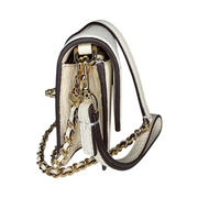 Tory Burch Britten Pebble Leather Chain Wallet with Wristlet – New Ivory