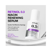 Anua Retinol Anti-Aging Serum – 0.3% Retinol & 5% Niacinamide for Wrinkles, Textured Skin & Enlarged Pores, Gentle for Beginners (30ml / 1.01 fl.oz)